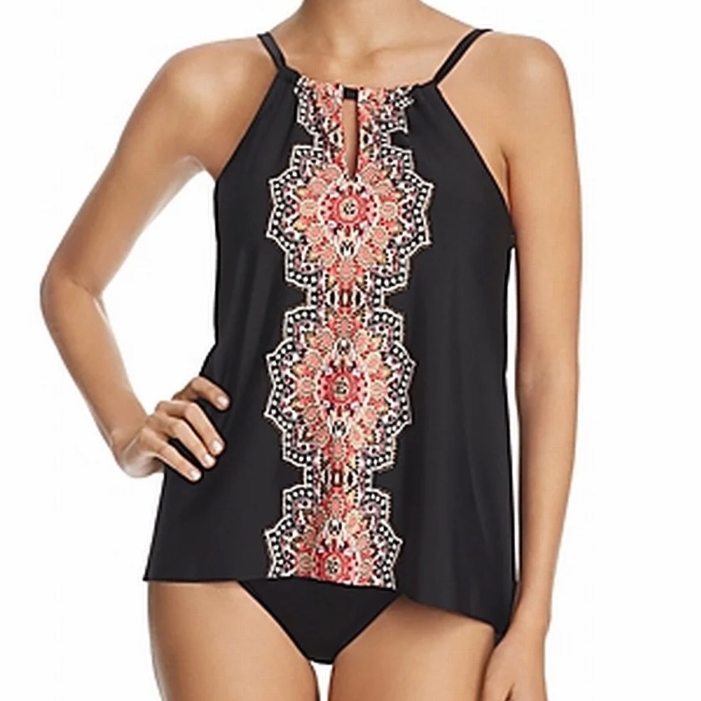 Miraclesuit Mandala Peephole Tankini Swimsuit Top Black 14